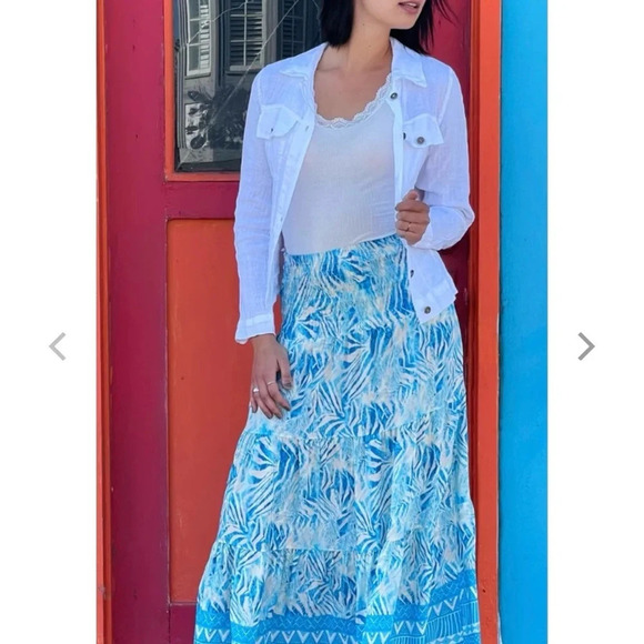 Gigi Moda Tribale Maxi Skirt Turquoise Made in Italy Sells New for $98 - Picture 1 of 14